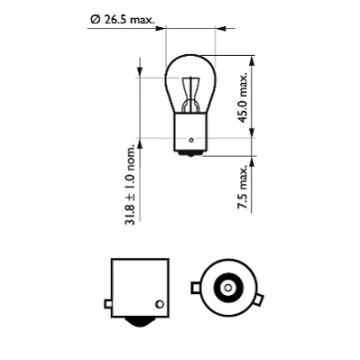 Bec stop frana PR21W 12V set 10 buc. Vision Philips