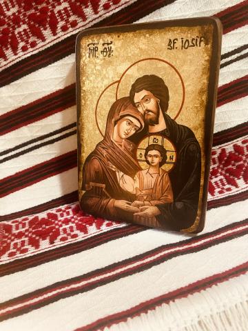 Icoana Sfanta Familie foita de aur 14cm de la Candela Criscom Srl.