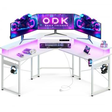 Birou alb ODK si metal 129x129cm