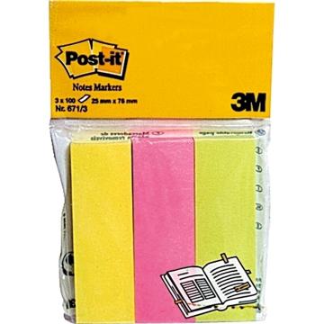 Page marker Post-it neon, 3 culori, 25 x 76 mm, 300 file de la Sanito Distribution Srl