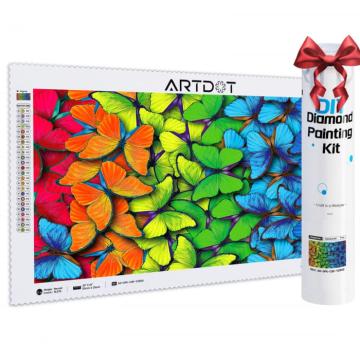 Pictura cu diamant 5D Fluturi multicolori 33x66cm