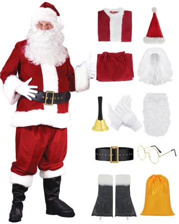 Costum complet de Mos Craciun 2XL, set 11 piese de la Molifag Srl