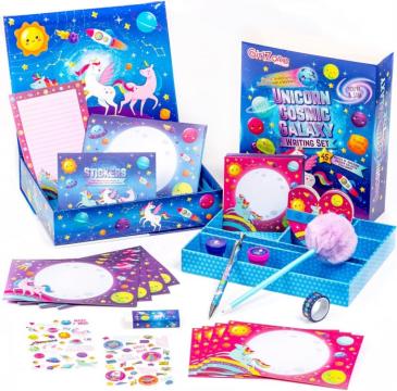 Set de scris si artizanat cu Unicorn pentru fete, albastru de la Molifag Srl