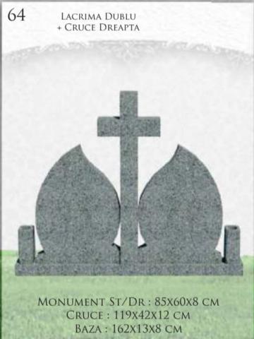 Monument lacrima dublu + cruce dreapta
