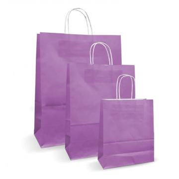 Set 100 bucati, pungi albe colorate mov, 25x10x30cm