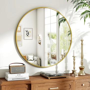 Oglinda rotunda diametru 50 cm, cu rama metalica aurie de la Molifag Srl