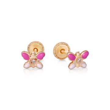 Cercei cu protectie pentru copii din aur galben de 18K