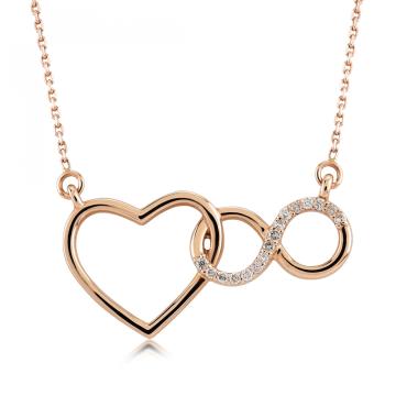 Colier din aur roz de 14K cu diamant de 0.03 carate
