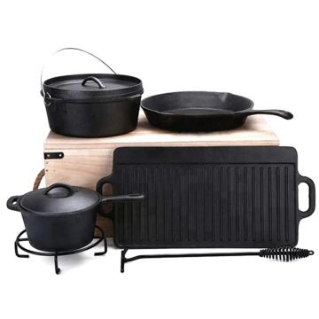 Set gratar BBQ 7 piese, din fonta, cutie de lemn de la Baralchim Srl