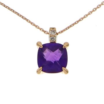 Colier Torino aur roz 18k cu ametist 0.85 carate si diamante