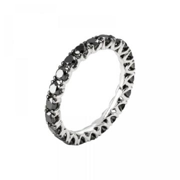 Inel Eternity aur alb 18k cu diamante naturale negre de 1.0