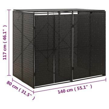 Magazie de pubele dubla, negru, 140x80x117 cm