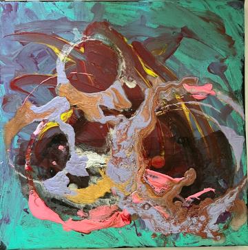 Tablou Original Square Abstract Painting Evoking Summer