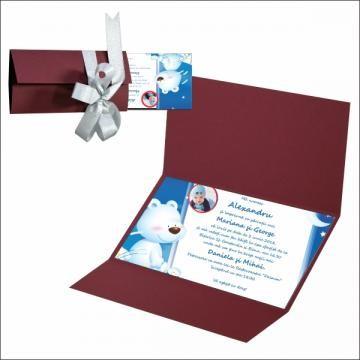 Invitatii botez magnetice cu funda de la Best Media Style Srl