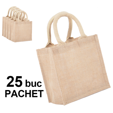 Sacosa iuta, petit, toarta natur, 25 bucati de la Best Media Style Srl