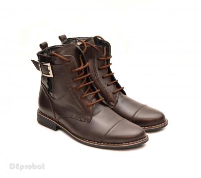 Ghete barbati piele naturala maro casual-elegante cu siret de la Deprobat.ro
