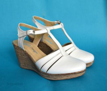Sandale dama albe cu platforma din piele naturala S55ALB