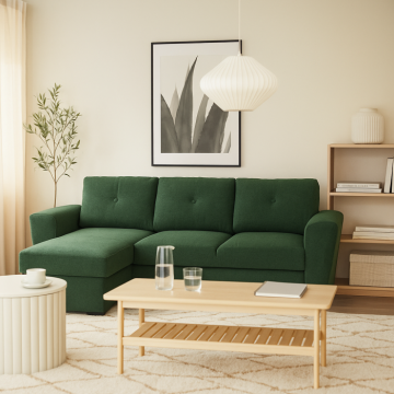 Coltar extensibil 3 locuri cu spatiu de depozitare, verde de la Atelier 49