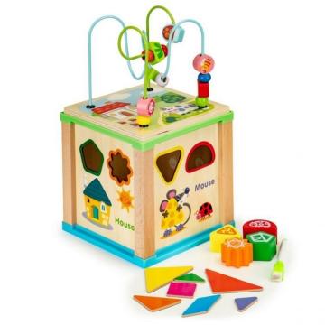 Jucarie cub educational din lemn cu tabla Ecotoys