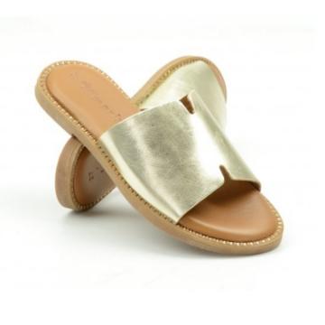 Papuci piele aurii de la Ana Shoes Factory Srl