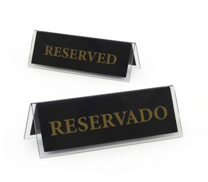 Semn acril Reserved / Reservado pentru masa 12x4 cm