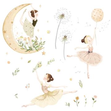 Sticker autocolant perete copii, Balerine, Flori, Luna de la Aida Her Store Srl