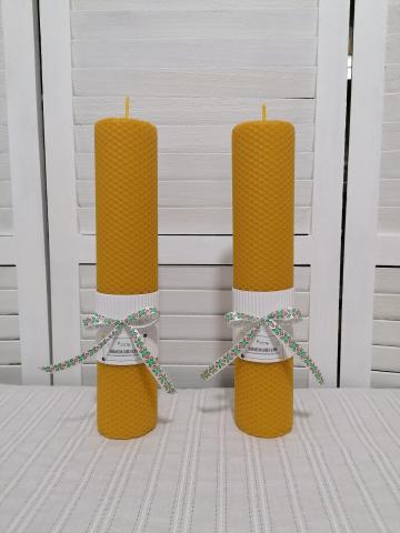 Lumanare ceara de albine pentru botez 30/6 cm