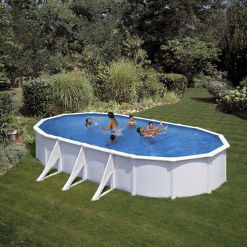 Set piscina prefabricata Gre ovala cu pereti metalici albi