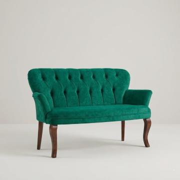 Canapea 2 persoane verde catifelat Homs textil cu picioare