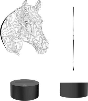 Lampa de veghe 3D Cal, 8 culori, alimentare USB