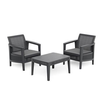 Set balcon din plastic cu perna gri grafit Atlas Linea de la Leziter Kft.
