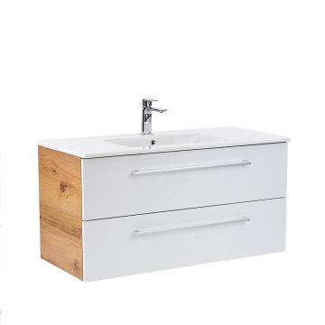 Dulap inferior Vario Clam 100 cu lavoar stejar-alb