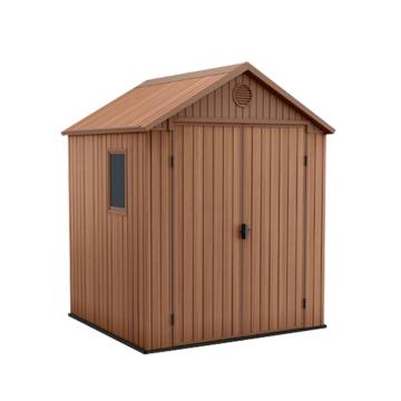 Casuta de gradina Darwin din plastic, 6x6, maro