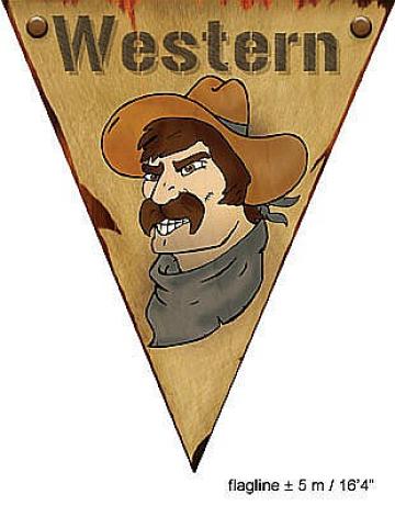 Banner stegulete petrecere Western, 5 m, 10 stegulete, multi