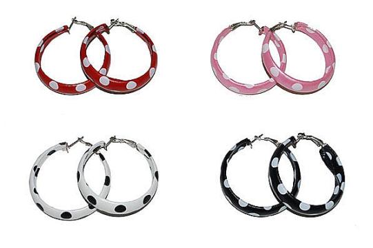 Cercei roz cu buline albe - 53647