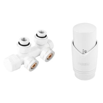 Robinet calorifer dublu integrat cap termostatic white