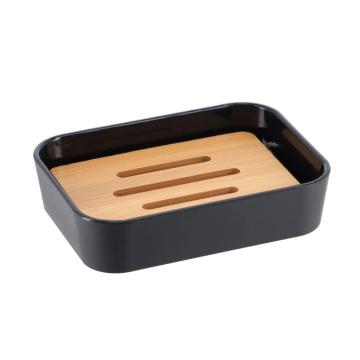 Sapuniera plastic / bambus dreptunghi - negru de la URBANIX SRL