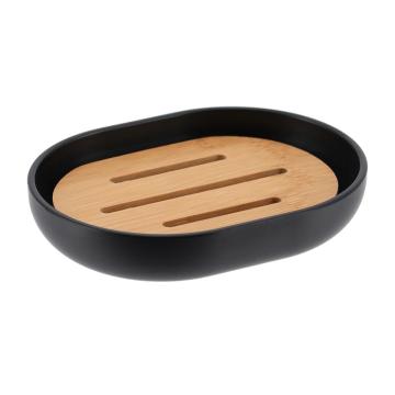 Sapuniera plastic / bambus ovala - neagra de la URBANIX SRL