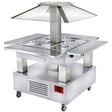 Insula Bain-Marie Warm Buffet 4x Gn1/1-150 (lemn alb) de la Clever Services SRL
