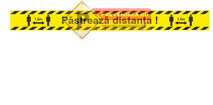 Banda galbena autocolanta cu mesaj personalizat - logo de la Prevenirea Pentru Siguranta Ta G.I. Srl