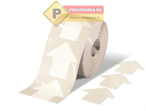 Banda industriala alba cu stickere directionale
