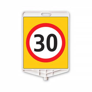 Semn dreptunghiular din plastic limita viteza maxima 30km