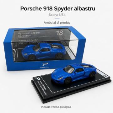 Macheta Porsche 918 Spyder albastru, scara 1:64, Kinsmart de la Hobbyplanet Romania