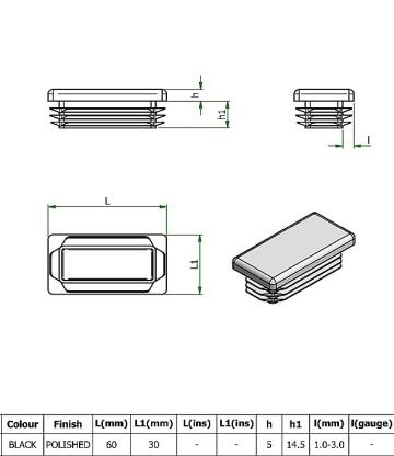 Capac pentru teava rectangulara 60x30