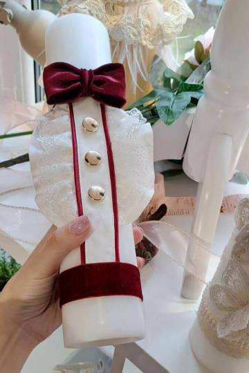 Lumanare botez A9 - jabou burgundy