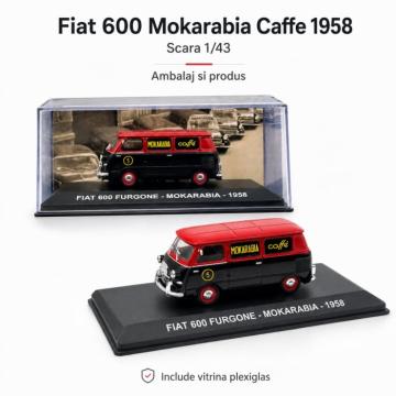 Macheta Fiat 600 Furgone Mokarabia Caffe 1958, rosu cu negru de la Hobbyplanet Romania