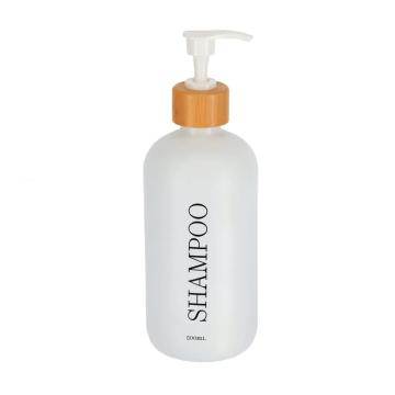 Dispenser sampon 500ml sticla/ bambus - alb mat de la URBANIX SRL