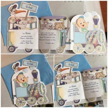Invitatie botez barza trenulet baietel