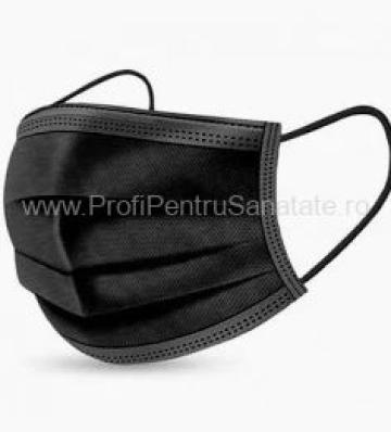 Masti medicale 3 straturi cu elastic, culoare neagra de la Profi Pentru Sanatate Srl