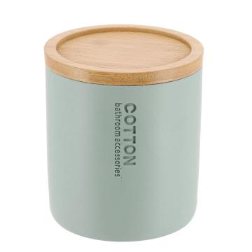 Cutiuta rotunda polirasina - verde menta/bamboo 9.5x11 cm